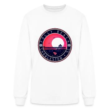 Folly Beach SC Souvenirs Retro Sunset Pier 60s - Men's Long Sleeve T-Shirt - white - Front