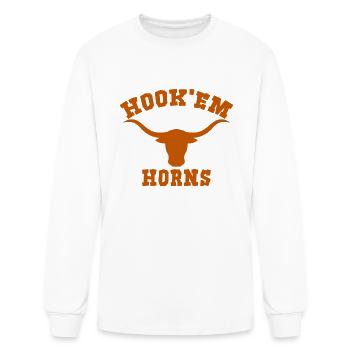 Hook'em Horns State of Texas Bull Head Longhorn - Men's Long Sleeve T-Shirt - white - Front