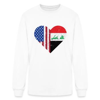 Drapeau de l’Irak Ville natale des Américains d’origine irakienne Vintage - T-shirt à manches longues Homme - blanc - Devant