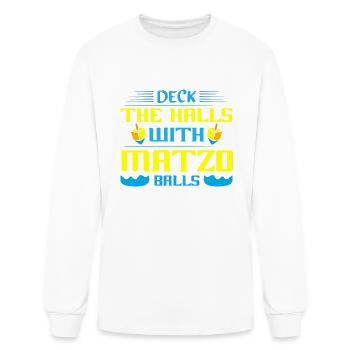 Jewish Holiday Deck The With Matzo Balls - Men's Long Sleeve T-Shirt - white - Front