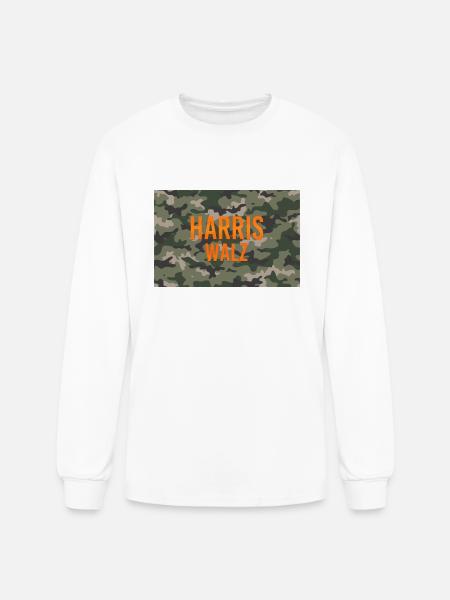 Harris Walz Camo Logo - Men's Long Sleeve T-Shirt - white