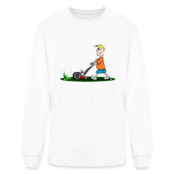 guy cutting grass - Men's Long Sleeve T-Shirt - white - Front