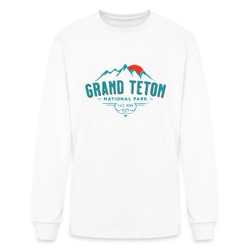 Vintage Grand Teton National Park Mountains Sunset - Men's Long Sleeve T-Shirt - white - Front