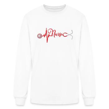 Stethoscope that creates a heartbeat - Men's Long Sleeve T-Shirt - white - Front