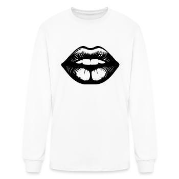 Lips Kissing Mouth Smooch - Men's Long Sleeve T-Shirt - white - Front