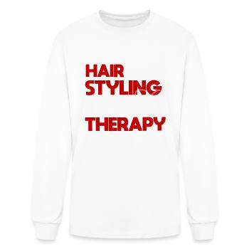 Hair Styling Is My Therapy Hair Stylist Barber - Men's Long Sleeve T-Shirt - white - Front