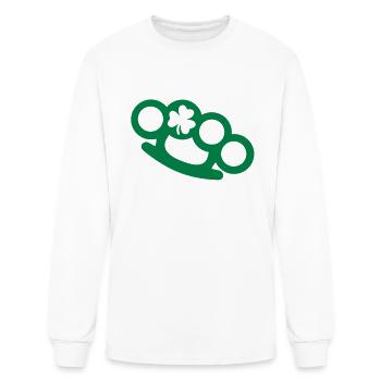 Brass knuckles shamrock - Men's Long Sleeve T-Shirt - white - Front