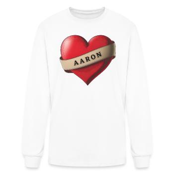 Aaron - Lovely Red Heart With a Ribbon - Men's Long Sleeve T-Shirt - white - Front