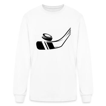 BÂTON DE HOCKEY AVEC PUCK - T-shirt à manches longues Homme - blanc - Devant