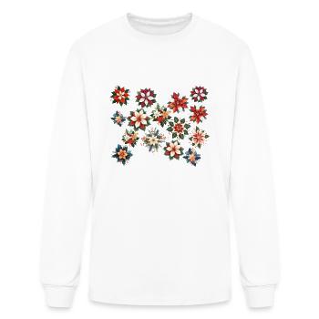 "Festive Poinsettia Bouquet Collection" - Men's Long Sleeve T-Shirt - white - Front
