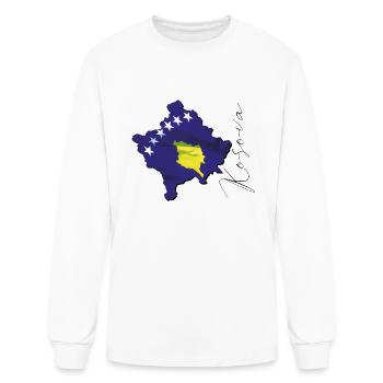 Kosovo Flag in Kosovo Map XK - Men's Long Sleeve T-Shirt - white - Front