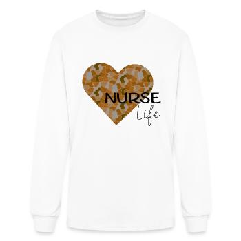 Nurse Life Blue Camo Hart - Men's Long Sleeve T-Shirt - white - Front
