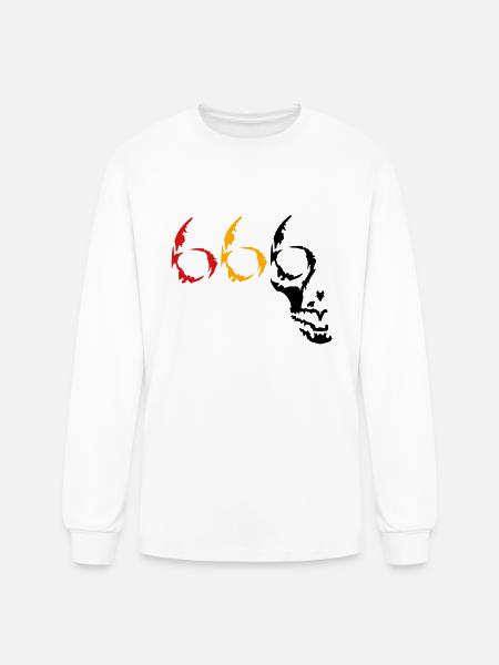 666 skull v2 (© alteerian) - Men's Long Sleeve T-Shirt - white