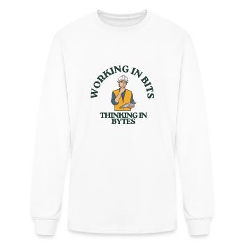 Working In Bits Thingking In Bytes - Men's Long Sleeve T-Shirt - white - Front