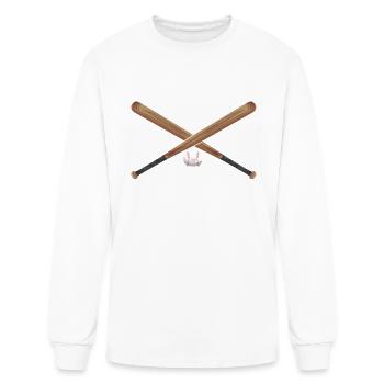 Crossed Baseball Bat With Baseball Below - Men's Long Sleeve T-Shirt - white - Front