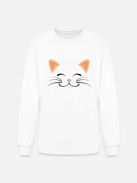 Floating Cat Face - Men's Long Sleeve T-Shirt - white