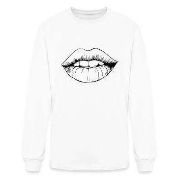 Lips Kissing Mouth Smooch - Men's Long Sleeve T-Shirt - white - Front