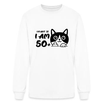 I'm Not 51, I Am 50 Plus 1 Middle Finger Cat Flip - Men's Long Sleeve T-Shirt - white - Front