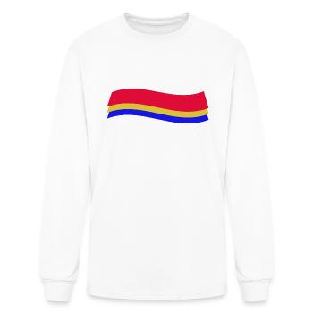 The primary and distinctive color is red, yellow, - Men's Long Sleeve T-Shirt - white - Front