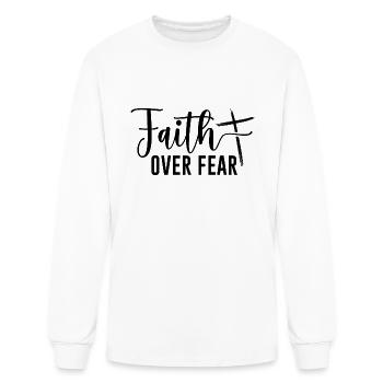 Faith over Fear (with Cross) - Men's Long Sleeve T-Shirt - white - Front