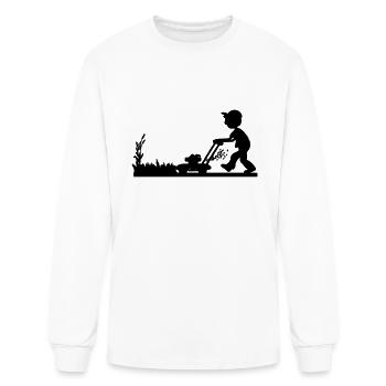 man cutting grass - Men's Long Sleeve T-Shirt - white - Front