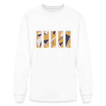 Fractal Geometric Rectangles In Gold Purple And - Men's Long Sleeve T-Shirt - white - Front