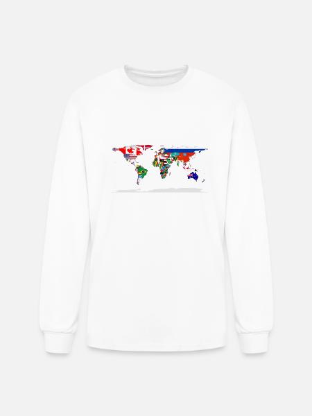 Flag Map Of The World - Men's Long Sleeve T-Shirt - white