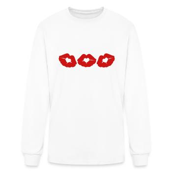 ♥ټXxSexy Hearted Red Luscious Sensual Lips xXټ♥ - Men's Long Sleeve T-Shirt - white - Front