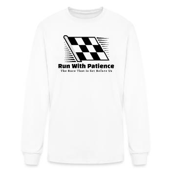 Run the Race with Patience Christian Bible Verse - Men's Long Sleeve T-Shirt - white - Front