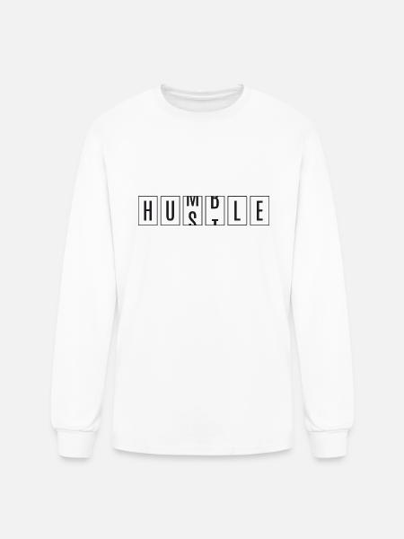 Hustle, Humble. - Men's Long Sleeve T-Shirt - white