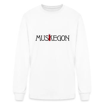Muskegon LighthouseTypograph - Men's Long Sleeve T-Shirt - white - Front