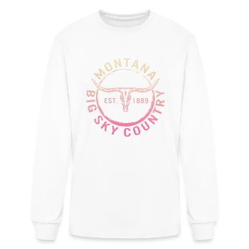 Montana Shirt, Montana Vintage Longhorn Tee, - Men's Long Sleeve T-Shirt - white - Front