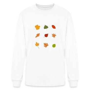 Thanksgiving Shirt, Falling Leaves Pattern - Men's Long Sleeve T-Shirt - white - Front