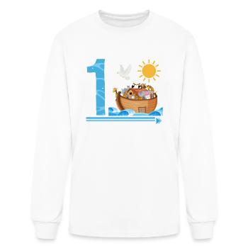 1st Birthday Shirt, Noah's Ark Birthday Party 1st - Men's Long Sleeve T-Shirt - white - Front