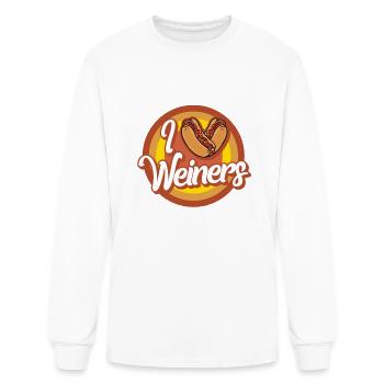 Hotdog Shirt, I Love Weiners Heart Hotdogs Cute - Men's Long Sleeve T-Shirt - white - Front