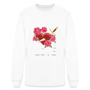 Gothic Shirt, Bleed For Love Roses Heart Dagger - Men's Long Sleeve T-Shirt - white - Front