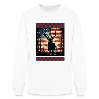 Ripped American Flag Woodland Camo Underlayer - Men's Long Sleeve T-Shirt - white - Front