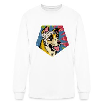 Comic dog bandage t-shirt for men - Men's Long Sleeve T-Shirt - white - Front