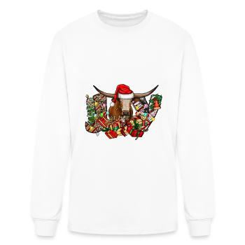 Christmas Joy Longhorn - Men's Long Sleeve T-Shirt - white - Front