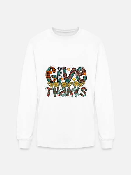 Give Thanks - Men's Long Sleeve T-Shirt - white