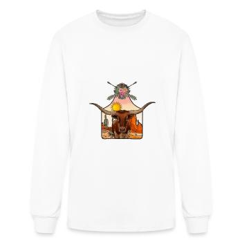 Longhorn Show Tag - Men's Long Sleeve T-Shirt - white - Front