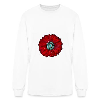 Red Flower And Gemstone Turquoise - Men's Long Sleeve T-Shirt - white - Front