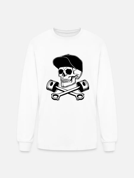 Skull & Pistons - Men's Long Sleeve T-Shirt - white
