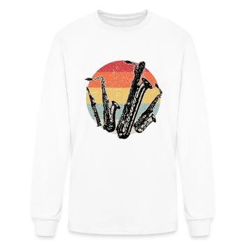 Alto Tenor Soprano Bari Baritone Sax Saxophone Pla - Men's Long Sleeve T-Shirt - white - Front