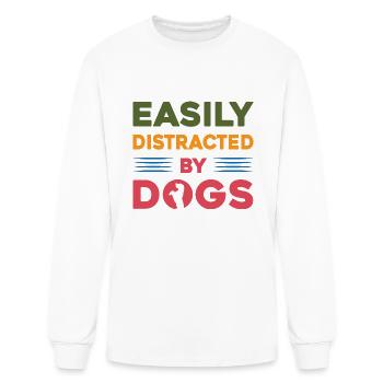 Easily Distracted By Dogs - Men's Long Sleeve T-Shirt - white - Front