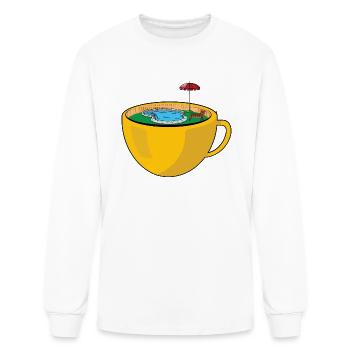Swimming pool on a coffee cup - Men's Long Sleeve T-Shirt - white - Front