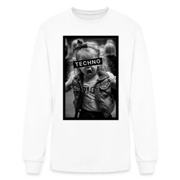 Little girl listening to techno music - Men's Long Sleeve T-Shirt - white - Front
