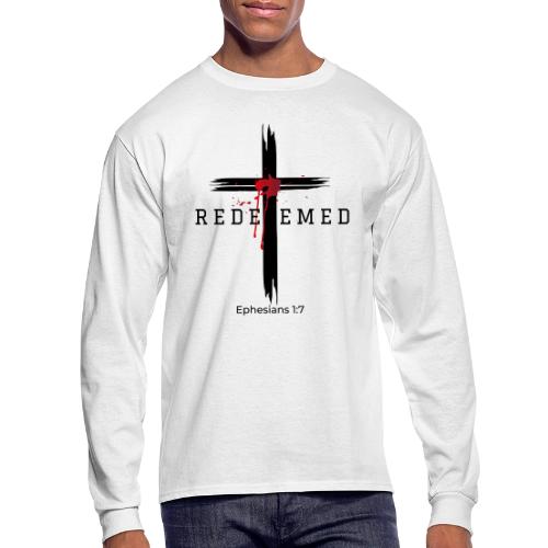 Redeemed by the blood of Jesus - Ephesians 1:7 - Men's Long Sleeve T-Shirt