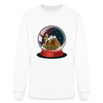 Christmas Sub Mountain Snow Globe - Men's Long Sleeve T-Shirt - white - Front