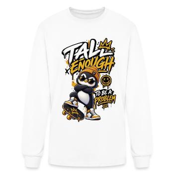 Penguin Skater Graffiti Crown - Men's Long Sleeve T-Shirt - white - Front